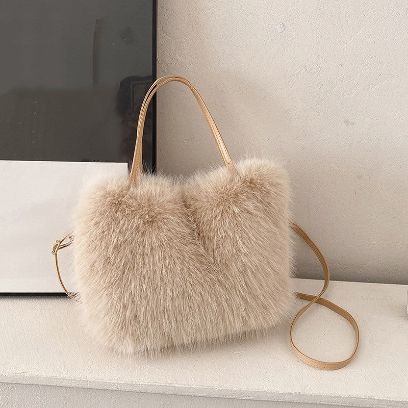Solid Zipper Women's Shoulder Bags Ladies Bags on Sale 2024 High Quality Winter Milk Cotton Women's Handbags Fashion Soft Bolsos