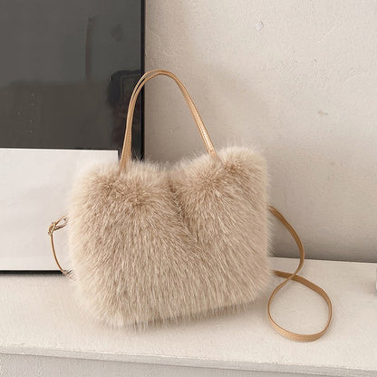 Solid Zipper Women's Shoulder Bags Ladies Bags on Sale 2024 High Quality Winter Milk Cotton Women's Handbags Fashion Soft Bolsos