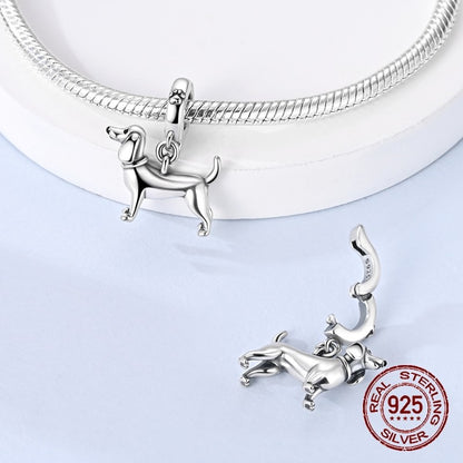 925 Sterling Silver Dog Charms French Bulldog Poodle German Shepherd Beagle Dachshund Pendants Fit Bracelets DIYJewelry Gift