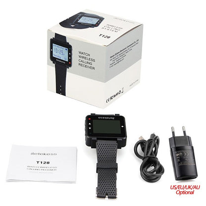 RETEKESS Sistema de Chamada Sem Fio para Garçons de Narguilé Pager de Restaurante com Receptor de Relógio T128 Botão de Chamada T117 Atendimento ao Cliente para Cafés