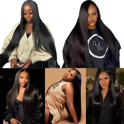 Cabelo Humano Liso de 12-32 Polegadas, 100% Não Processado, Tecer Brasileiro, 3 Pacotes, Extensões de Cabelo Preto Sedoso, Cabelo Cru, Rápido de Tecer
