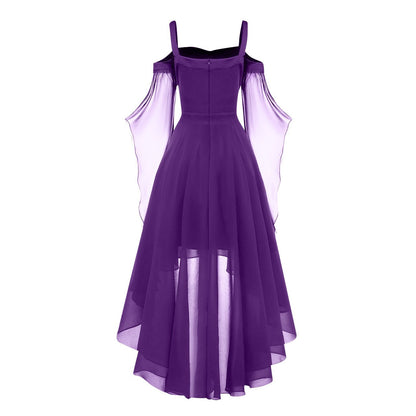 2024 New Women Fairy Skirt Plus Size Cold Shoulder Butterfly Sleeve Halloween Witch Gothic Dress Elegant Party Evening Dresses
