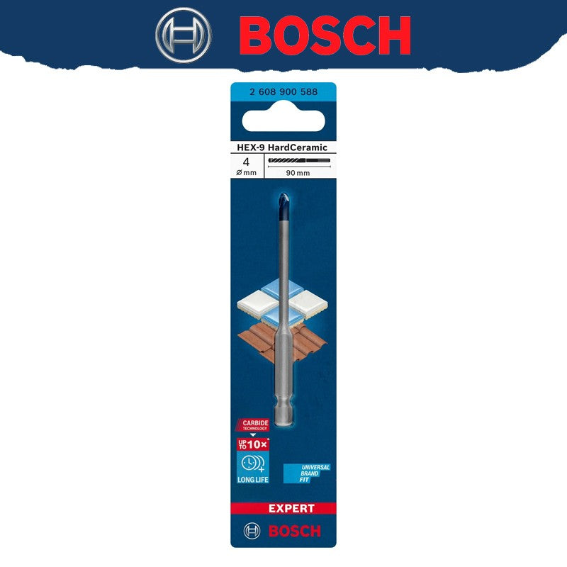 BOSCH EXPERT HEX-9 Broca de cerâmica dura, vida útil 10 vezes mais longa, alta dureza do material, broca de pedra 2608900590 2608900588