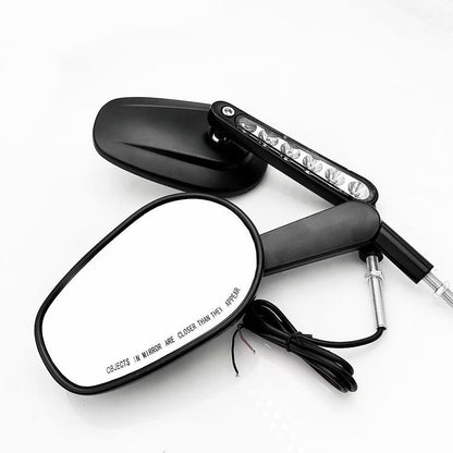 Espelhos retrovisores musculosos de motocicleta 8MM com piscas de LED para Harley VRSCF V-Rod 2009-2017 2016 2015 2014 1 Par Preto/Prata