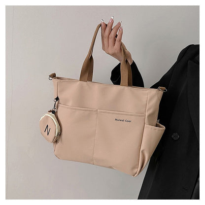 Minimalist Nylon Tote Bag, Oxford Waterproof Handbag Shoulder Crossbody Bag with Pocket, Effortless Style for Women Daily Errand