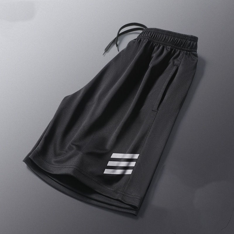 New Black Running Shorts Men Striped Printing Loose Basketball Sport Gym Breathable Shorts Fitness Training Workout Bottom Male