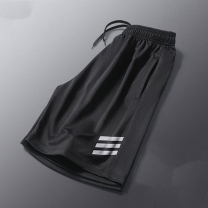 New Black Running Shorts Men Striped Printing Loose Basketball Sport Gym Breathable Shorts Fitness Training Workout Bottom Male