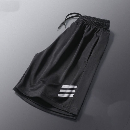 New Black Running Shorts Men Striped Printing Loose Basketball Sport Gym Breathable Shorts Fitness Training Workout Bottom Male