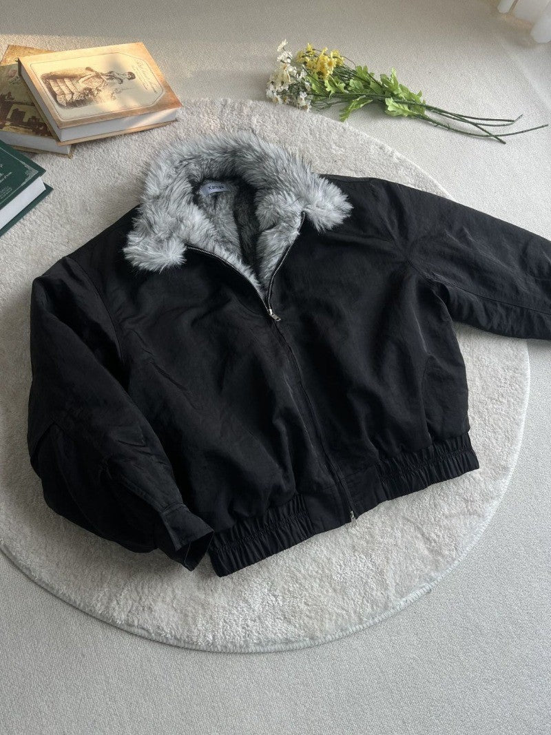 2025 Winter New Fashion Mountain Carving Imitation Wolf Fur Coat Men and Women Y2K Harajuku Hip-hop Pop Bomber Jacket Cleanfit