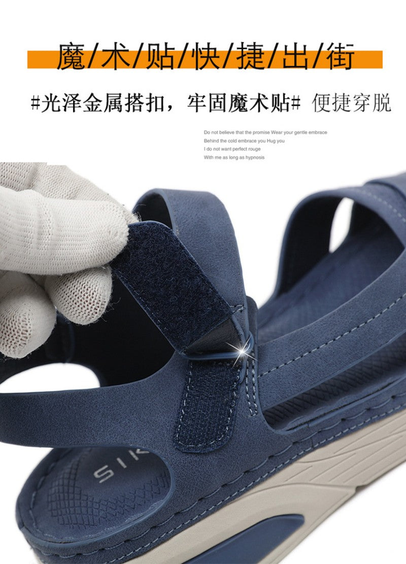 Sandal Lightweight Casual Sporty Comfortable Thick-Soled Velcro Versatile Fashion Trend Breathable National Style Wear-Resistant