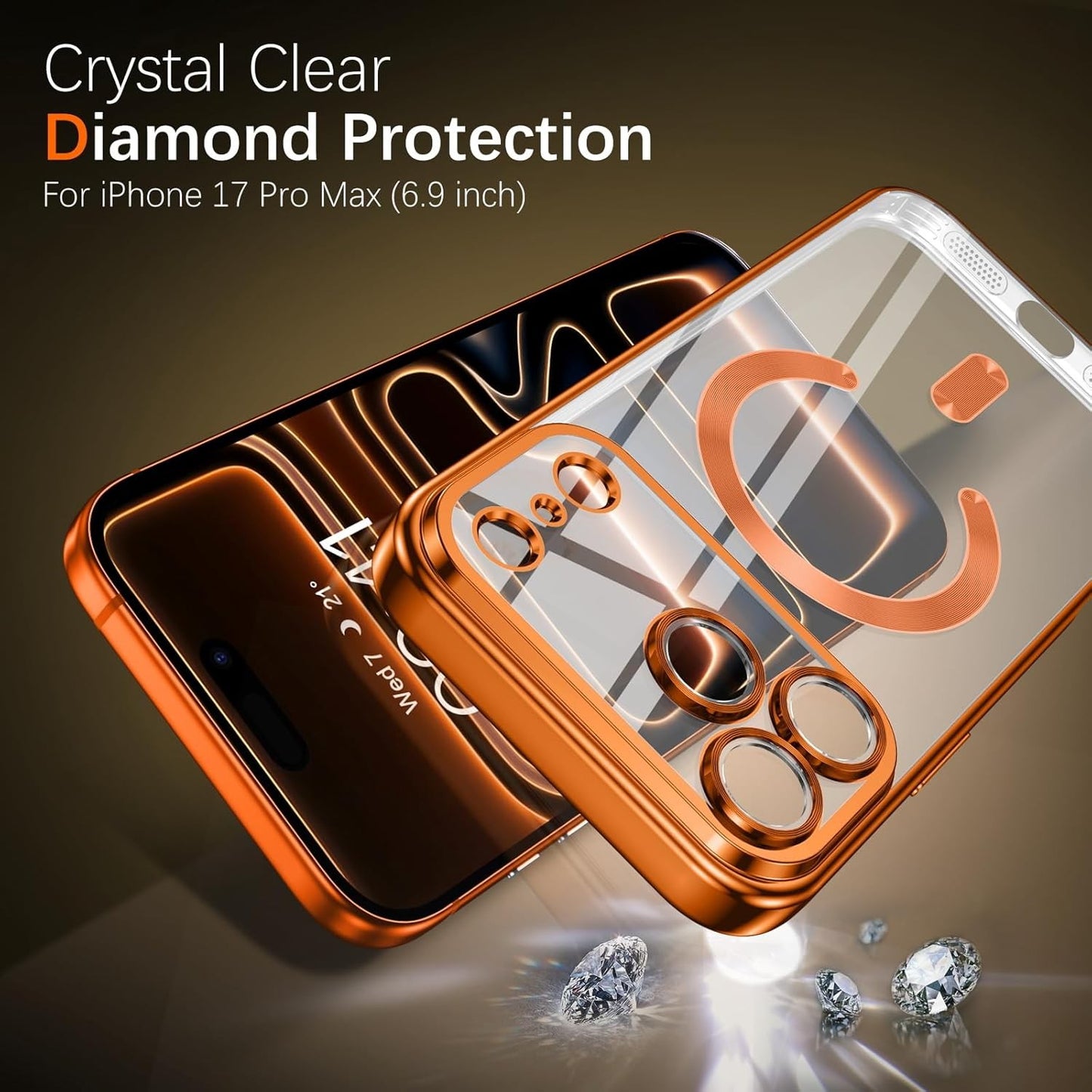 Proteção de Câmera Capa Luxo Transparente com Galvanoplastia TPU Macio Proteção contra Quedas com Capa de Telefone Magnética Para iPhone17Pro Max/17Pro/Air/17