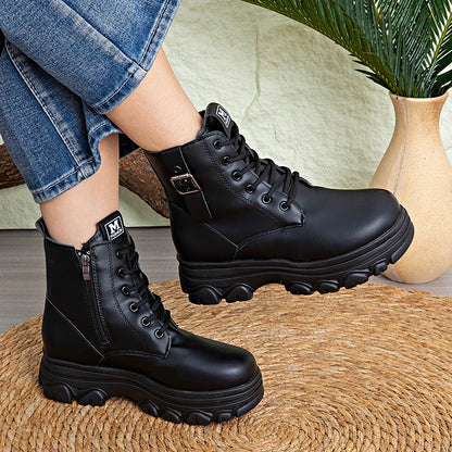 Bestselling Height Increasing Women2025Autumn and Winter New Fleece-Lined Non-Slip Short Boots for Petite Thick-Soled Faux Wool