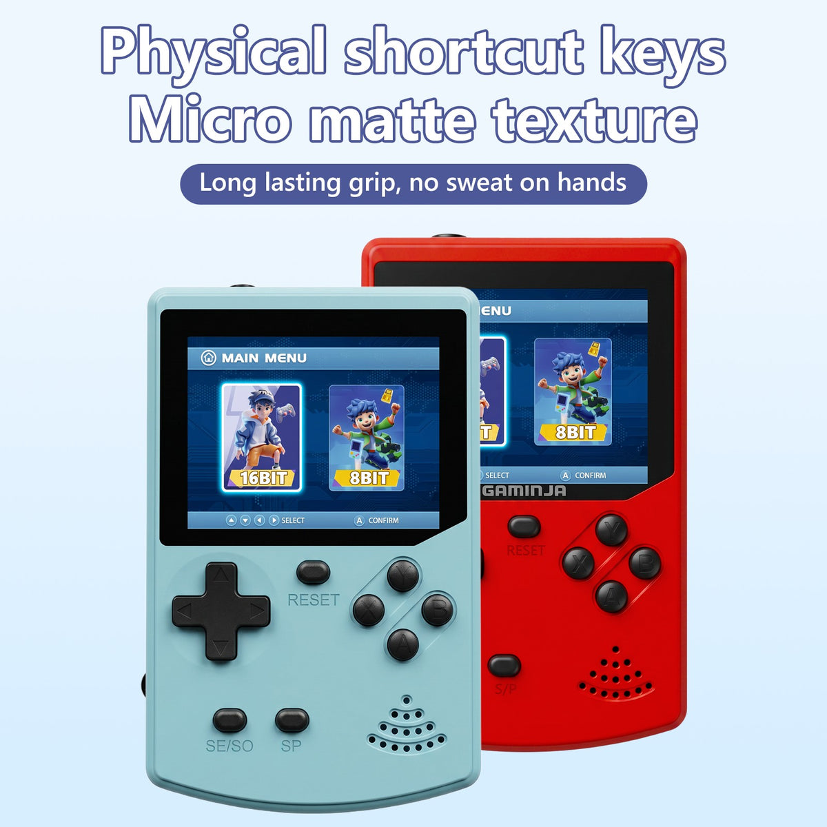 GAMINJA Handheld Game Console 300 Classic 8bit/16bit Games 2.8" HD Screen Retro Video Mini Game Console Gift for Nostalgia