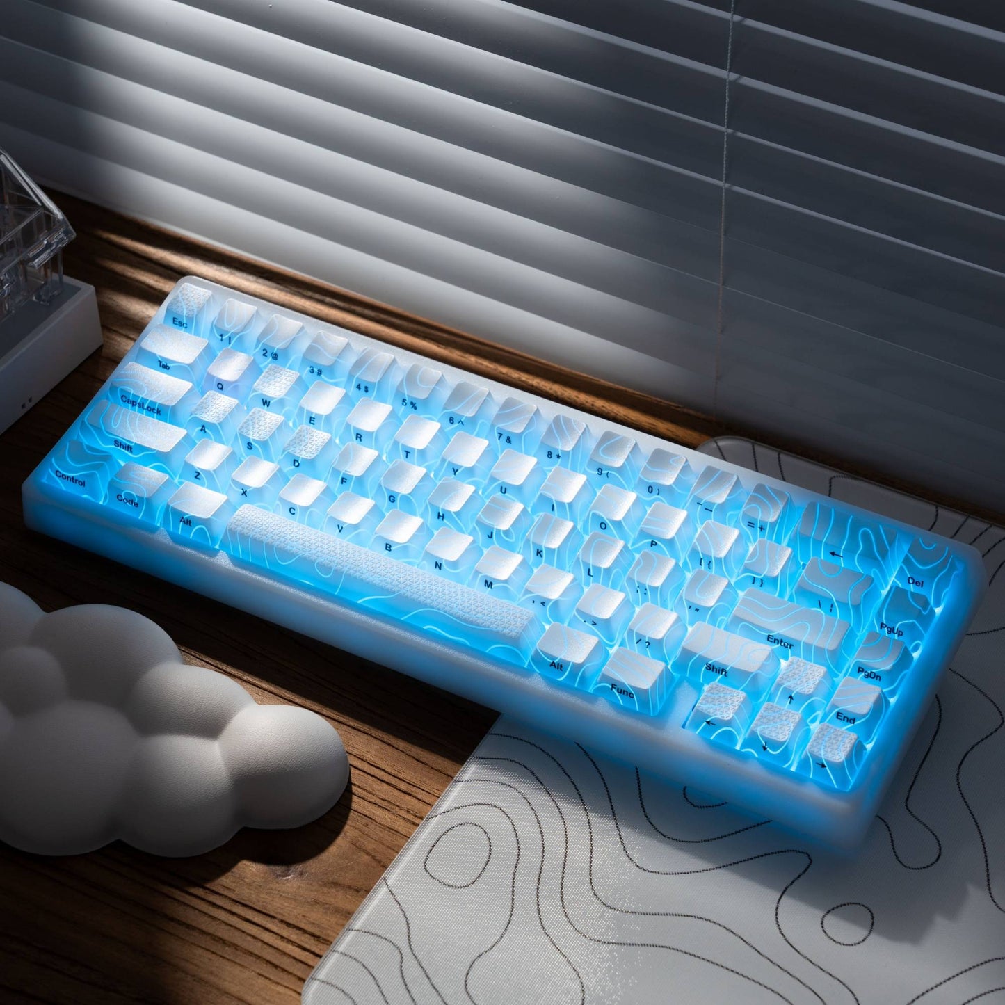 Teclado Mecânico XVX M67 JadeStone com Teclas IMD-Tech Hot Swappable Design Gasket Teclado com Retroiluminação RGB Personalizada Tri-Modo