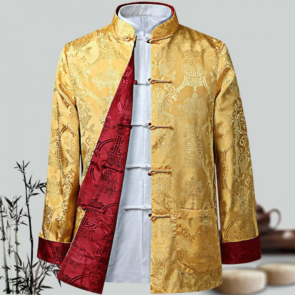 Chinese Style Traditional Clothing Tang Suit Coat Retro Long Sleeved Stand Collar Reversible Keep Warm Vintage Chinese Shirt