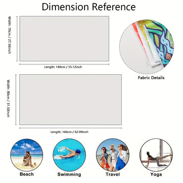 Turtle pattern beach towel, soft microfiber bath towel, suitable for outdoor travel camping beach vacation