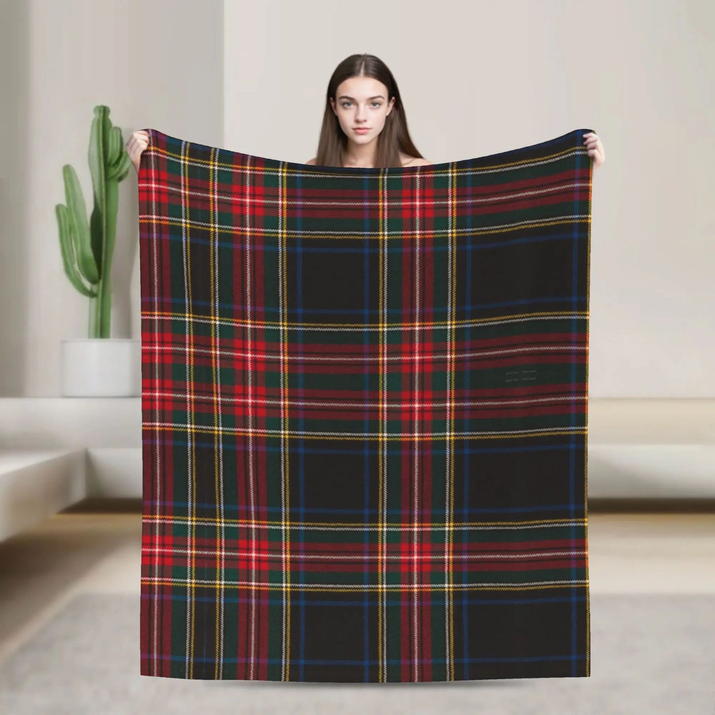 Manta Leve Xadrez Tartan Stewart Fina Perfeita para Cama Sofá Primavera Presente de Natal