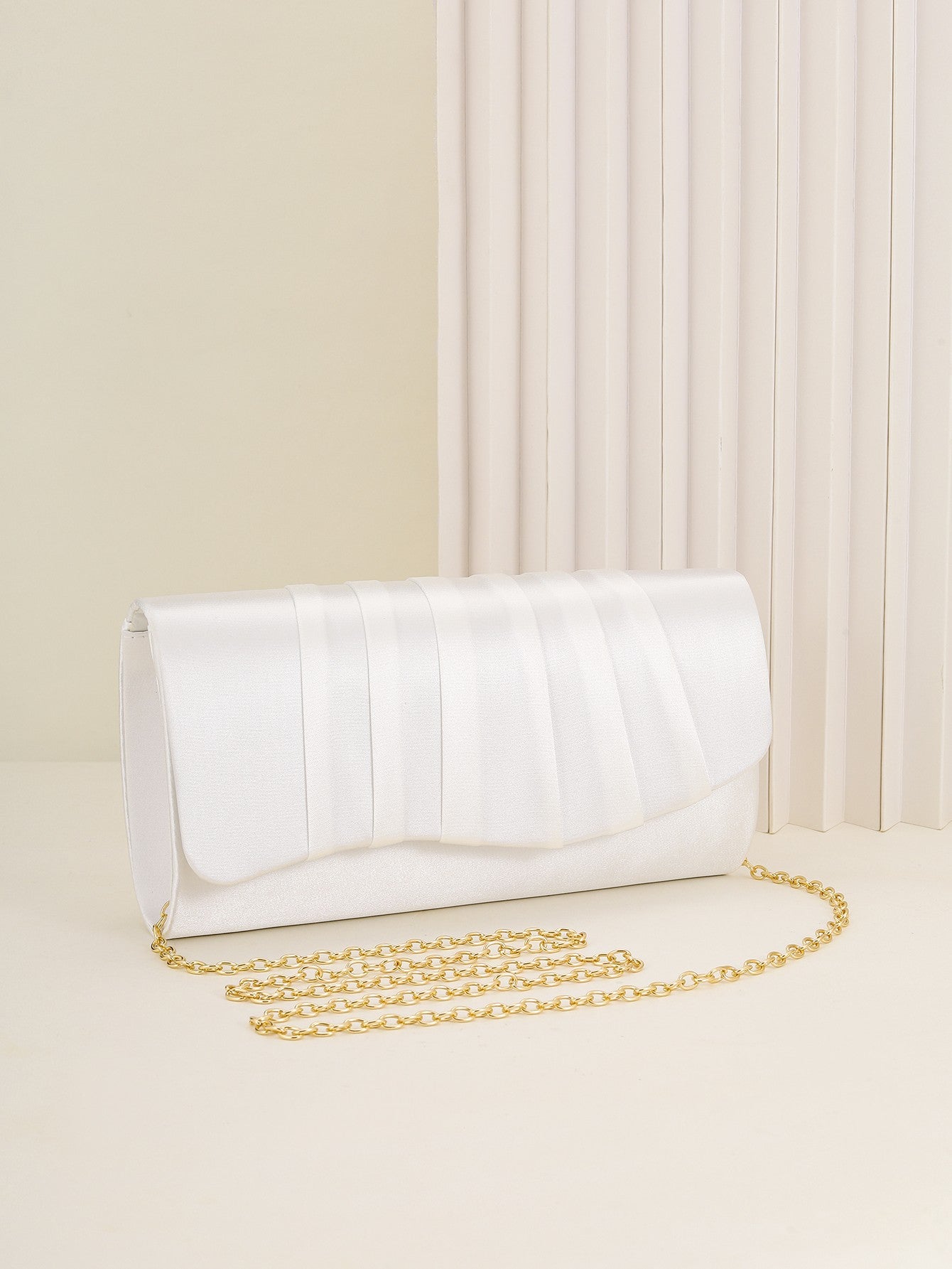 Ladies Dinner Bag Pleated Solid Color Clutch Party Dinner Wedding Light Luxury Envelope Evening Bag for Prom, Dinner/Banquet