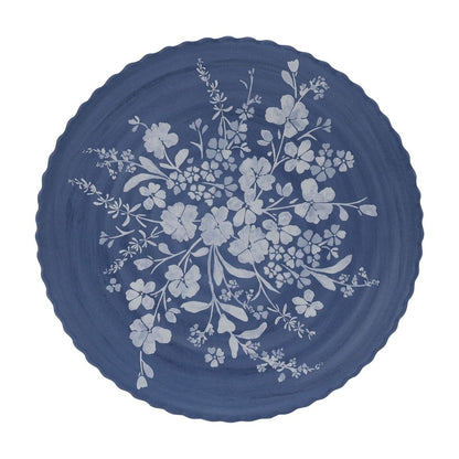 12 Piece Bamboo Melamine Dinnerware Set Floral Design Dishwasher Safe Plates Bowls Vintage Scalloped Edges Ideal Entertaining