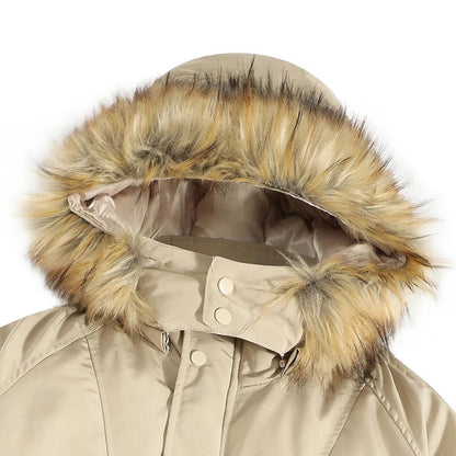 ?Mirrordust?Men Winter Jackets Thicken Warm Parkas Coat Vintage Fur Collar Padded Jackets Casual Loose Jackets Outwear