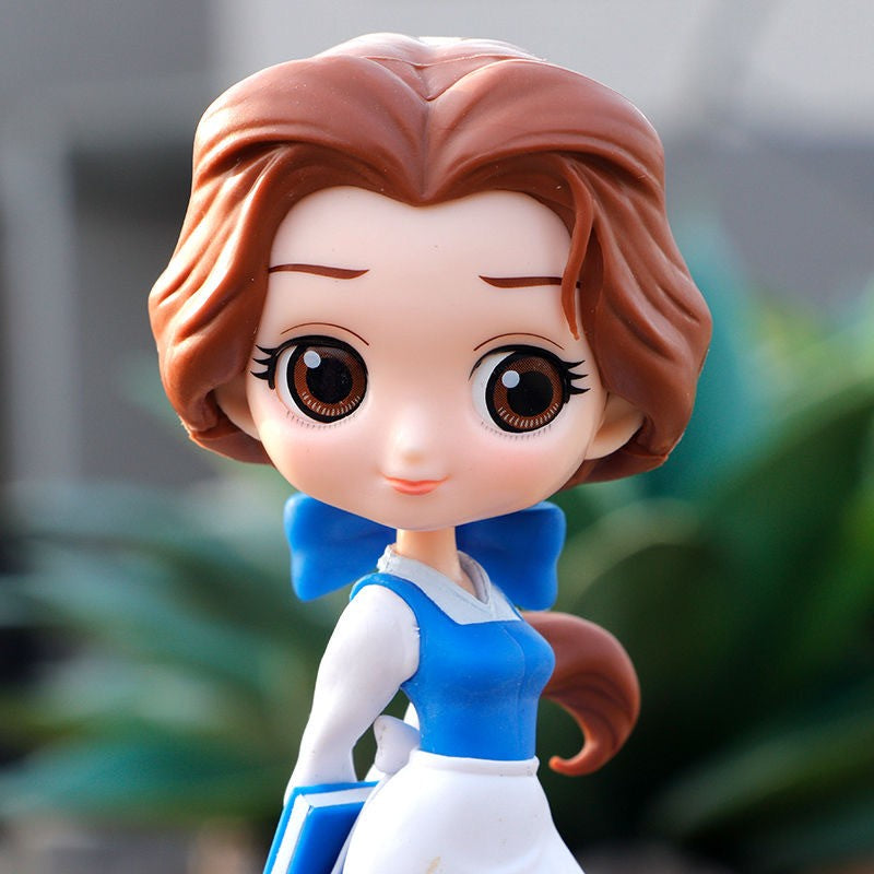 14cm Disney Q Posket A Bela e a Fera Brinquedos Bela PVC Princesas Figuras de Ação Modelo Colecionável Boneca
