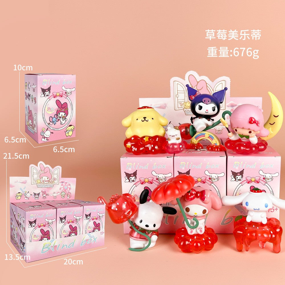 Sanrio Nova Série Flor de Rima Blind Box Kawaii Kuromi Pochacco Cinnamoroll Melody Caixa Surpresa Boneca Sacola Surpresa Decoração Brinquedo Presente