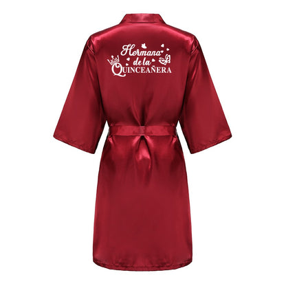 Mis15 Años Robe 15 Years Girl Birthday Party Robes Quinceanera Robe Mis XV Bathrobe Silkly Nightgown