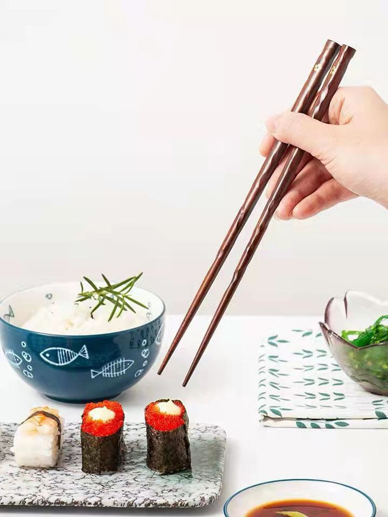 5 Pares de Hashis Japoneses para Sushi de Madeira Natural Ecológicos Reutilizáveis para Comida Coreana Chinesa
