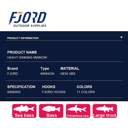 FJORD 110S 37g 90S 29g 70S 17g Heavy Sinking Minnow Fishing Lures Saltwater Freshwater Long Casting Sea Artificial Bait Jerkbait