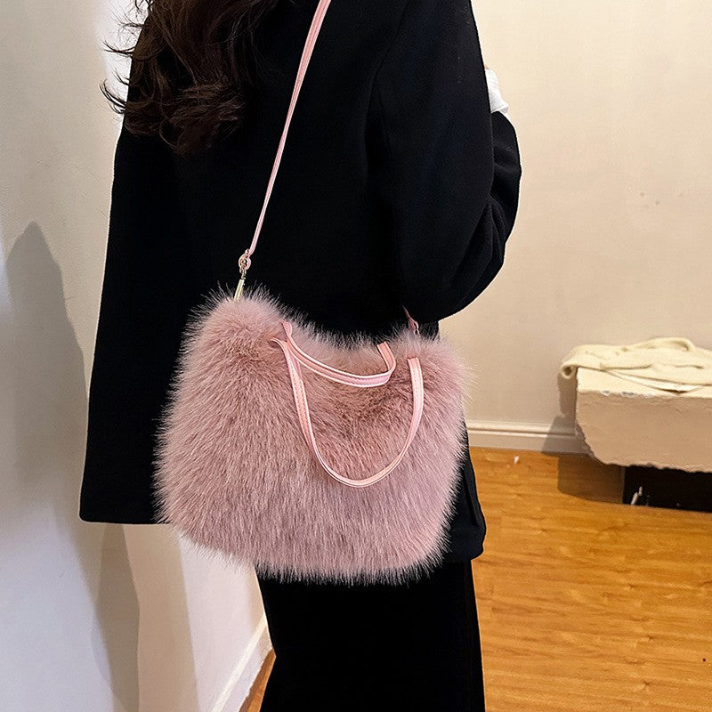 Solid Zipper Women's Shoulder Bags Ladies Bags on Sale 2024 High Quality Winter Milk Cotton Women's Handbags Fashion Soft Bolsos