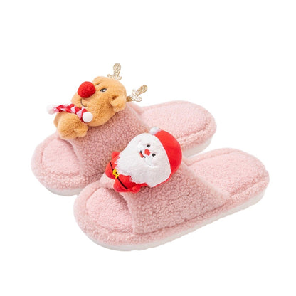 Women s Cozy Christmas Slippers with Cute 3D Cartoon Doll Design Soft Fuzzy Material and Anti-Slip Sole for Indoor Use