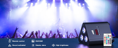 2PCS RGBW LED Battery Par Light 4-in-1 Dyeing Lights Wall Wash Light Stage Lighting Effect for Party Concert Wedding Theater