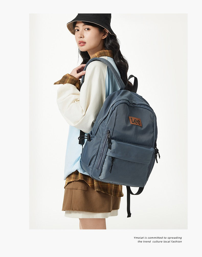 Mochila Leve LEE para Notebook 16 Polegadas Feminina Masculina Oxford, Bolsa Escolar de Ensino Médio de Grande Capacidade, Mochila de Estudante Universitário Adolescente