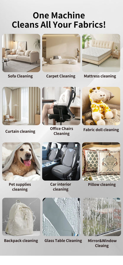Limpador de Carpete Portátil ABIR G80, Aspirador de Líquidos e Sólidos 150000PA para Casa, Sofá, Janela, Carro, Estofamento de Animais de Estimação, Limpador de Manchas em Tecidos