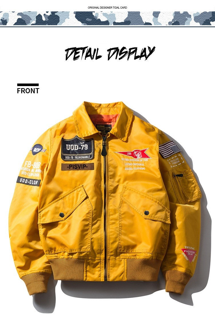 Spring Autumn Male Jackets Thin Army Green Motorcycle Ma-1 Aviator Pilot Air Men Bomber Jacket Embroidery Lapel All-Match