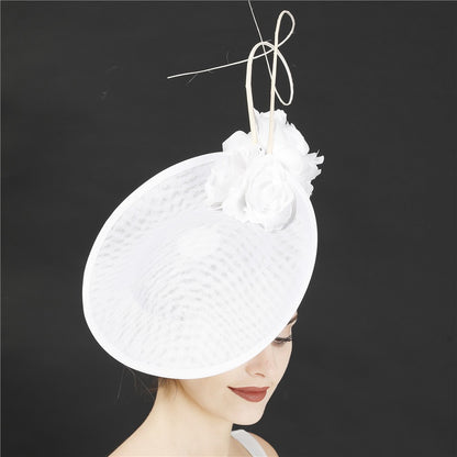 Lindo Vestido Formal de Casamento Chapéu Fedora Feminino Grande Derby Casquete de Flor da Moda Fascinator Chapéu Feito à Mão Ocasião Chapelaria
