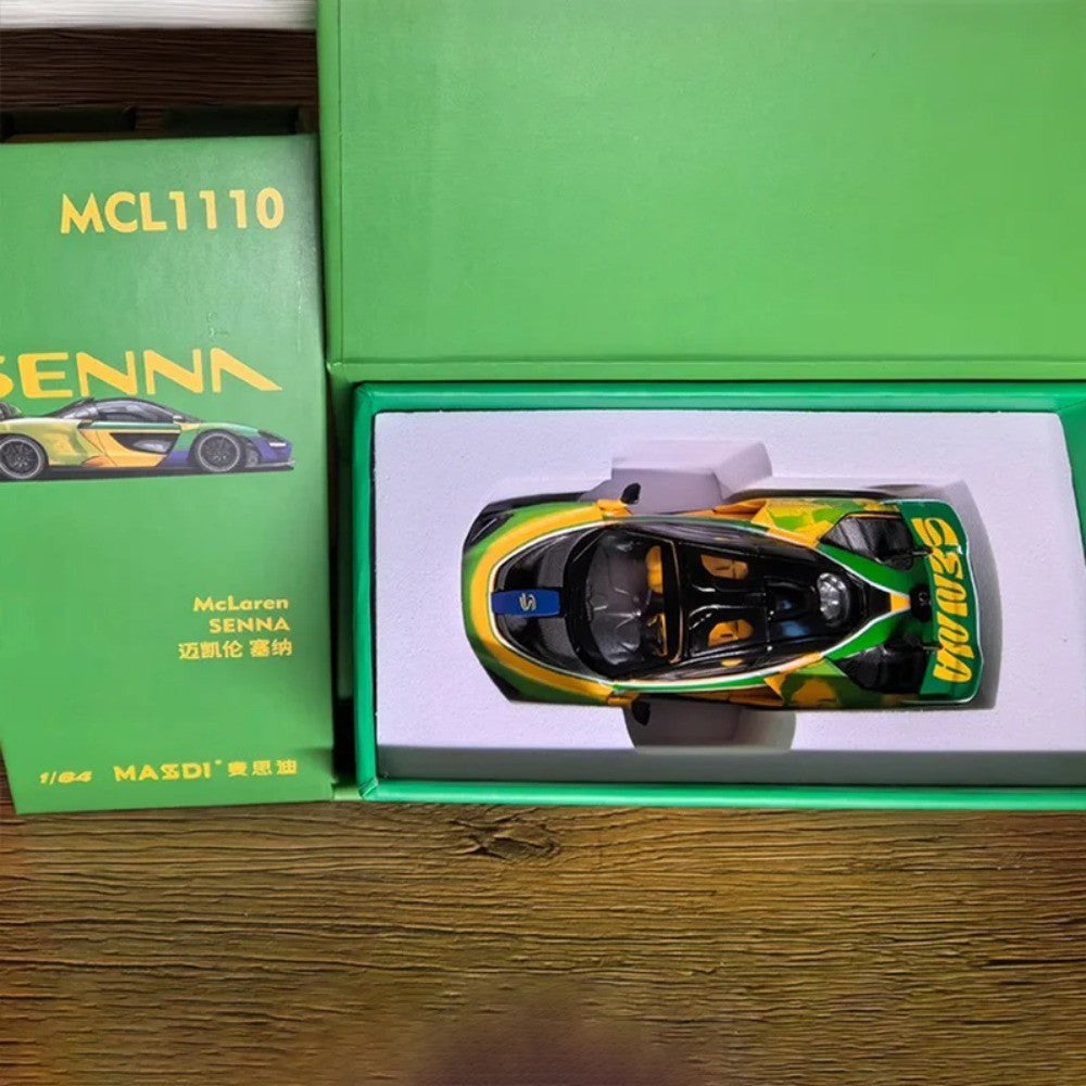 Masdi 1:64 Mclaren Senna MCL1110 Edição Especial Carro Esportivo Miniatura de Liga Diecast Ornamento Mclaren Modelo Colecionável Presentes para Meninos
