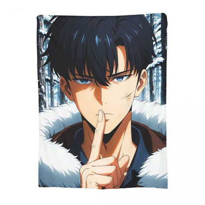 Anime Sung Jinwoo  Blankets Flannel Sofa Throw Blanket Breathable for Couch Bedding Outdoor Throws Bedspread Quilt