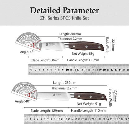 XINZUO 1PC/5PCS High Quality 3.5+5+8+8+8"  Paring Utility Cleaver Chef Knife Germany 1.4116 Stainless Steel Kitchen Knife Sets