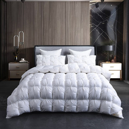 Edredom de Pluma de Ganso Branco Quente Inverno Grosso 3D Pão Edredom Plissado Cobertor Preenchimento para Colcha de Cama de Solteiro Casal