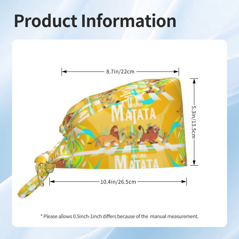 Boné cirúrgico personalizado O Rei Leão, divertido, para homens e mulheres, chapéu de esfoliação, gorro de enfermeira para dentista