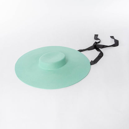 Chapéu de feltro de lã de 4cm de altura, aba grande de 15cm, chapéu fedora de copa rasa para homens e mulheres, chapéu de aba grande novo.