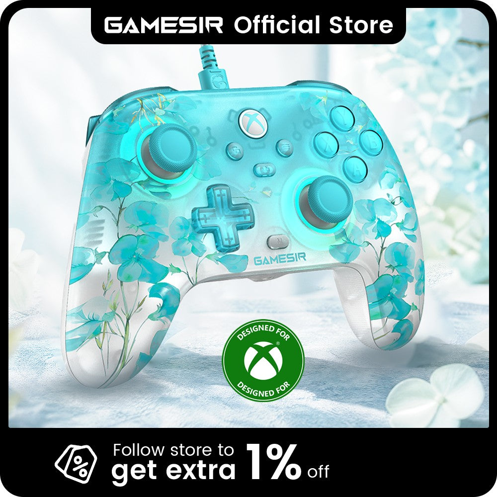 GameSir T7 Pro Floral Xbox Gaming Controller Wired Gamepad for Xbox Series X, Xbox Series S, Xbox One, with Hall Effect Joystick