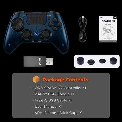 QRD Spark N7 2.4Ghz Wireless Controller for PS4/PS3/PC Direct Connect Hall Effect Vibration Effect Gamepad For PS5 Via Converter