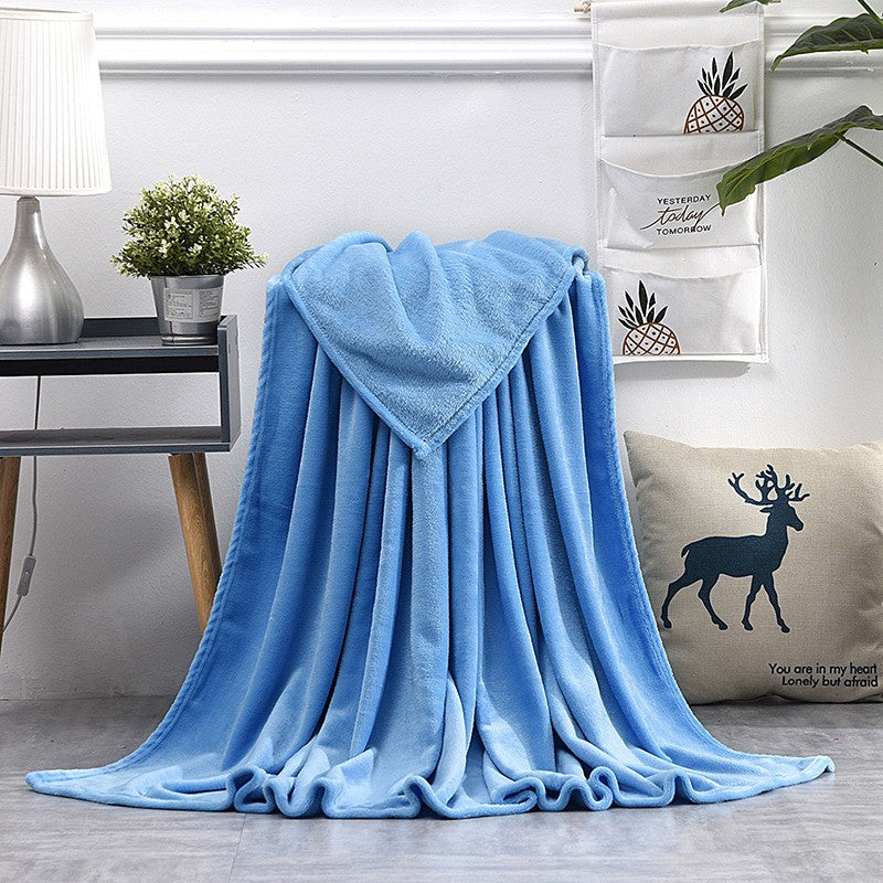 Cobertores de Coral Fleece e Flanela para Camas Azul Sólido Rosa Macio Quente Fino Colcha Capa de Sofá Manta de Pele Sintética