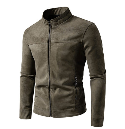 Spring Autumn Retro Leather Jackets Casual Men's Wear Tie Dyed Washed Matte Process Casual Outerwear Fashion Motorcycle Leather