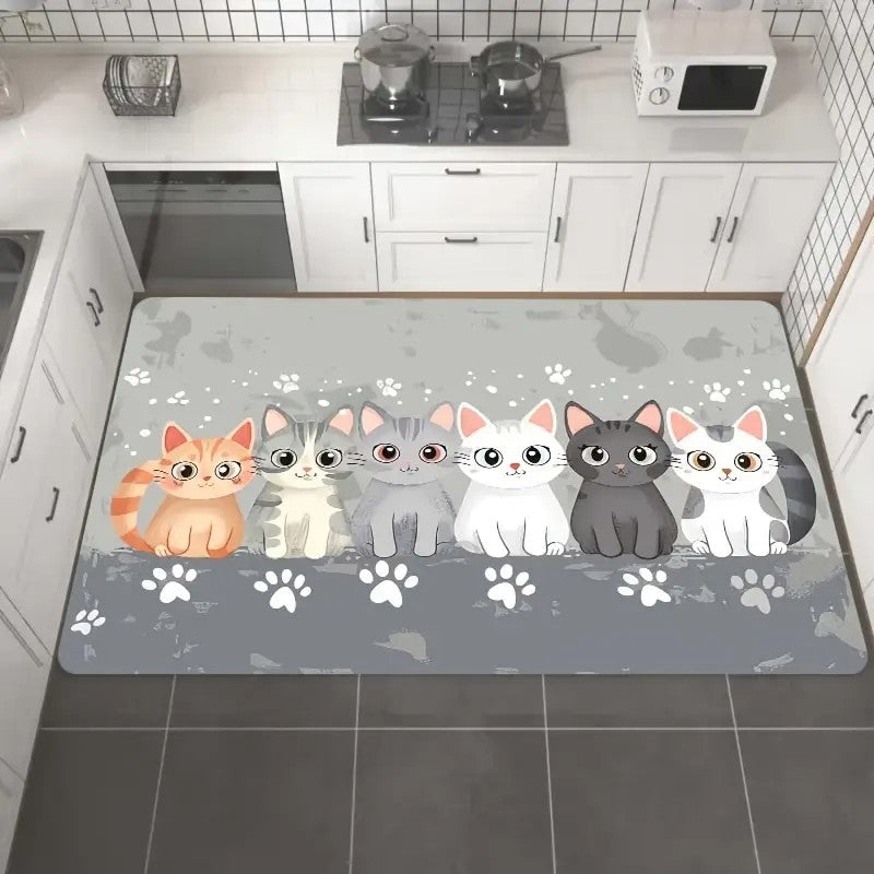 VIKAMA Cartoon Cat Paw Non-Slip Washable Floor Mat--Game Room Rug for Living Room, Bedroom,Home Decor, With Bathroom Accessories