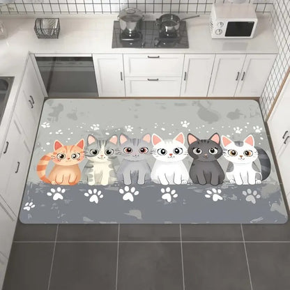 VIKAMA Cartoon Cat Paw Non-Slip Washable Floor Mat--Game Room Rug for Living Room, Bedroom,Home Decor, With Bathroom Accessories