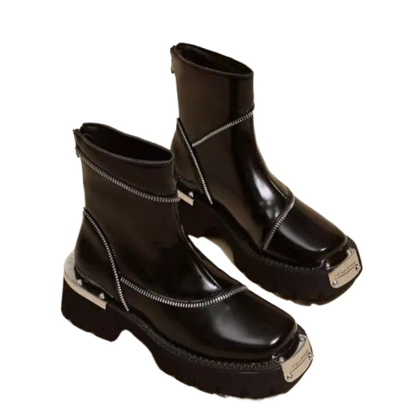 New Winter Fashionable Comfortable Elegant Women's Short Boots Round Toes Square Heels Thick Soles Heightening Fashion Boots