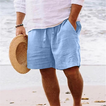 2024 New Men'S Cotton Linen Shorts Pants Male Summer Breathable Solid Color Linen Short Trousers Fitness Streetwear M-4xl